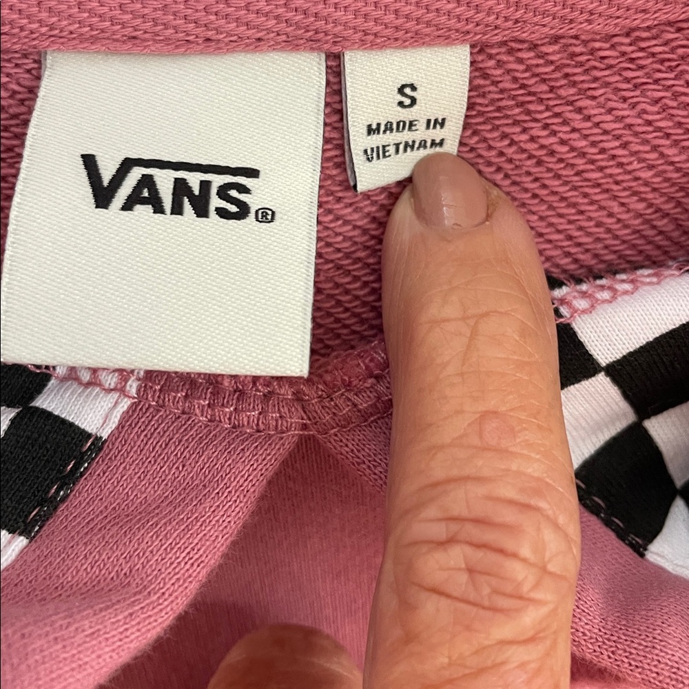 Vans Pink and Black Checkered Women's Hoodie - Picture 2 of 5